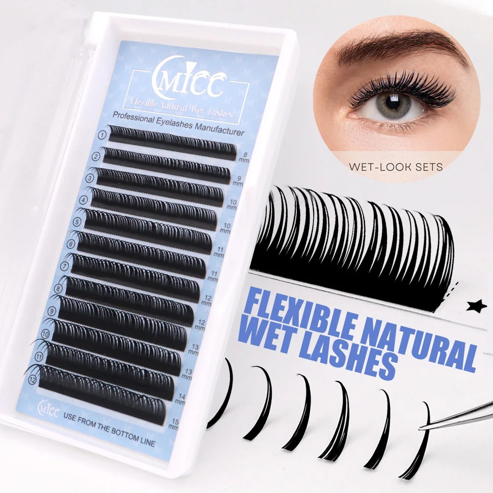 Wet Eyelash Extension 0.03mm 0.07mm Spikes Lashes Manga Lashes Wispy Cosplay Premade Russian A Shape Natural Eyelashes Supplies