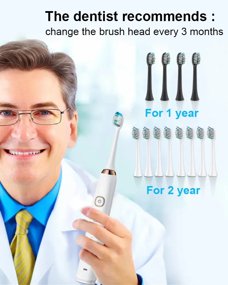 Sonic Electric Toothbrush Smart Ultrasonic Dental Teeth Whitening Rechargeable Adult Tooth Brush Sarmocare S100 With8 Brush Head
