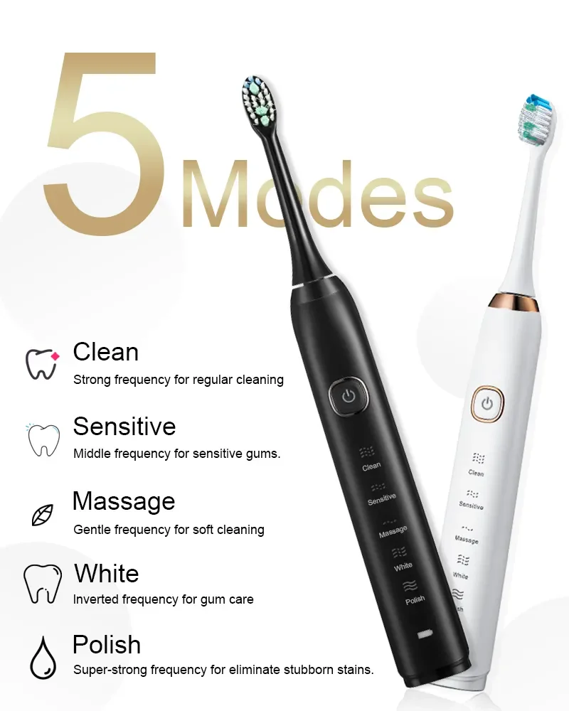 Sonic Electric Toothbrush Smart Ultrasonic Dental Teeth Whitening Rechargeable Adult Tooth Brush Sarmocare S100 With8 Brush Head
