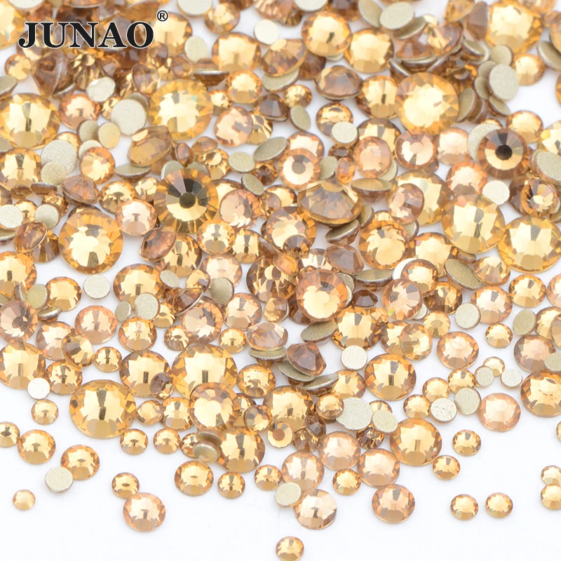 JUNAO 1400pcs Mix Size Mix AB Color Glass Rhinestone Flatback Crystal Stones Non Hotfix Strass Appliques For Nail Dress Crafts