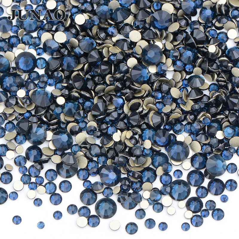 JUNAO 1400pcs Mix Size Mix AB Color Glass Rhinestone Flatback Crystal Stones Non Hotfix Strass Appliques For Nail Dress Crafts