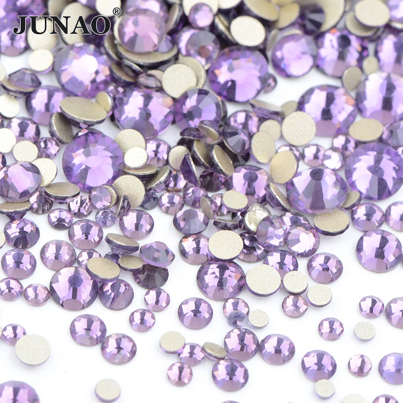 JUNAO 1400pcs Mix Size Mix AB Color Glass Rhinestone Flatback Crystal Stones Non Hotfix Strass Appliques For Nail Dress Crafts