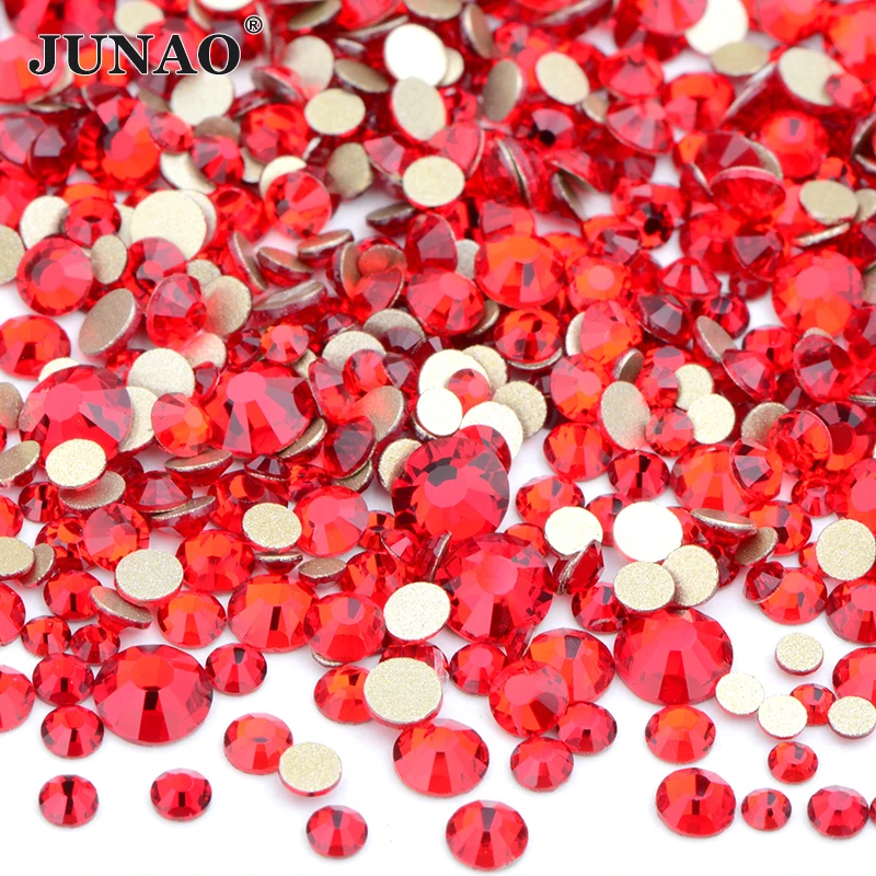 JUNAO 1400pcs Mix Size Mix AB Color Glass Rhinestone Flatback Crystal Stones Non Hotfix Strass Appliques For Nail Dress Crafts