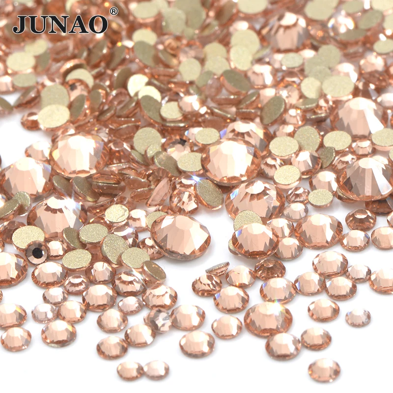 JUNAO 1400pcs Mix Size Mix AB Color Glass Rhinestone Flatback Crystal Stones Non Hotfix Strass Appliques For Nail Dress Crafts