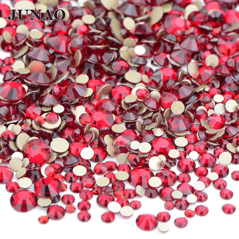 JUNAO 1400pcs Mix Size Mix AB Color Glass Rhinestone Flatback Crystal Stones Non Hotfix Strass Appliques For Nail Dress Crafts