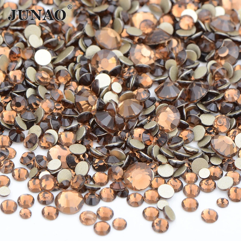 JUNAO 1400pcs Mix Size Mix AB Color Glass Rhinestone Flatback Crystal Stones Non Hotfix Strass Appliques For Nail Dress Crafts