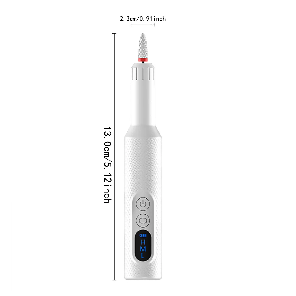 6in1 Wireless Nail Drill 15000RPM with LED Light and Screen Manicure Cutter Nail Repair Pedicure Milling Cutter Polisher Sander