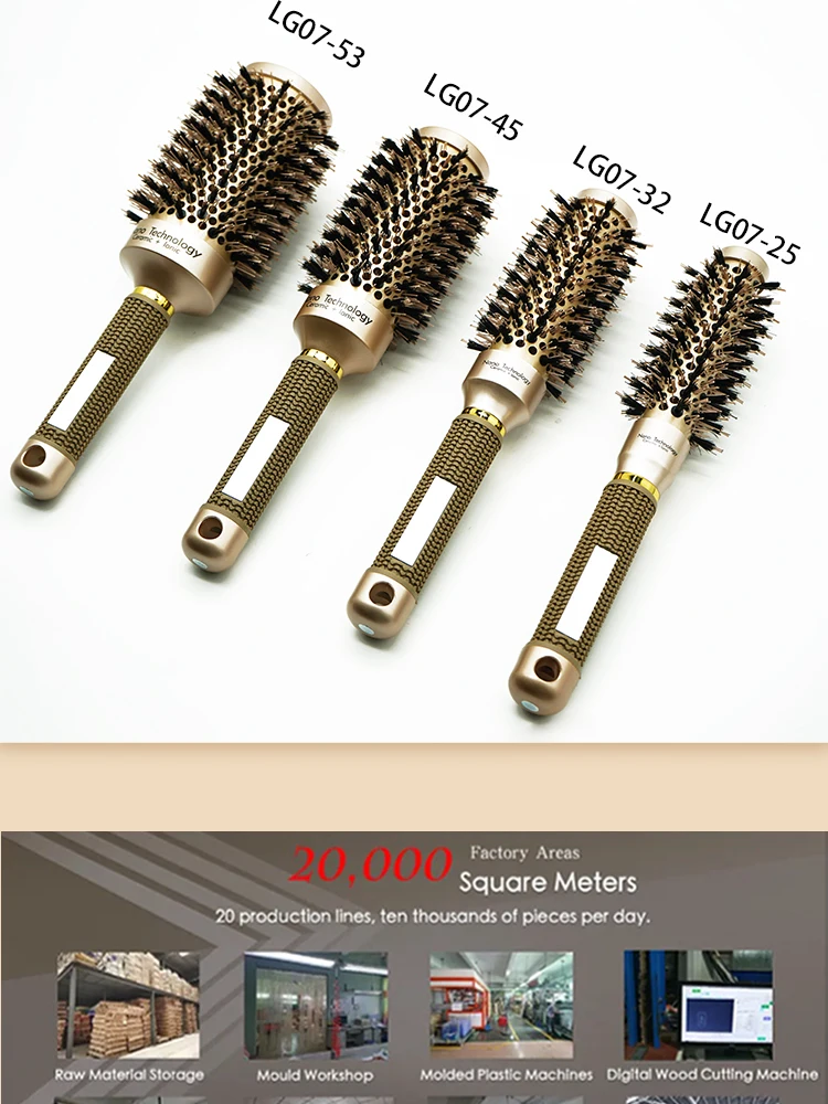 Aluminum Tube Round Barrel Hair Curling Brush Anti Static Round Rolling Brush Pro Barber Hair Rolling Brush Salon Styling Tools