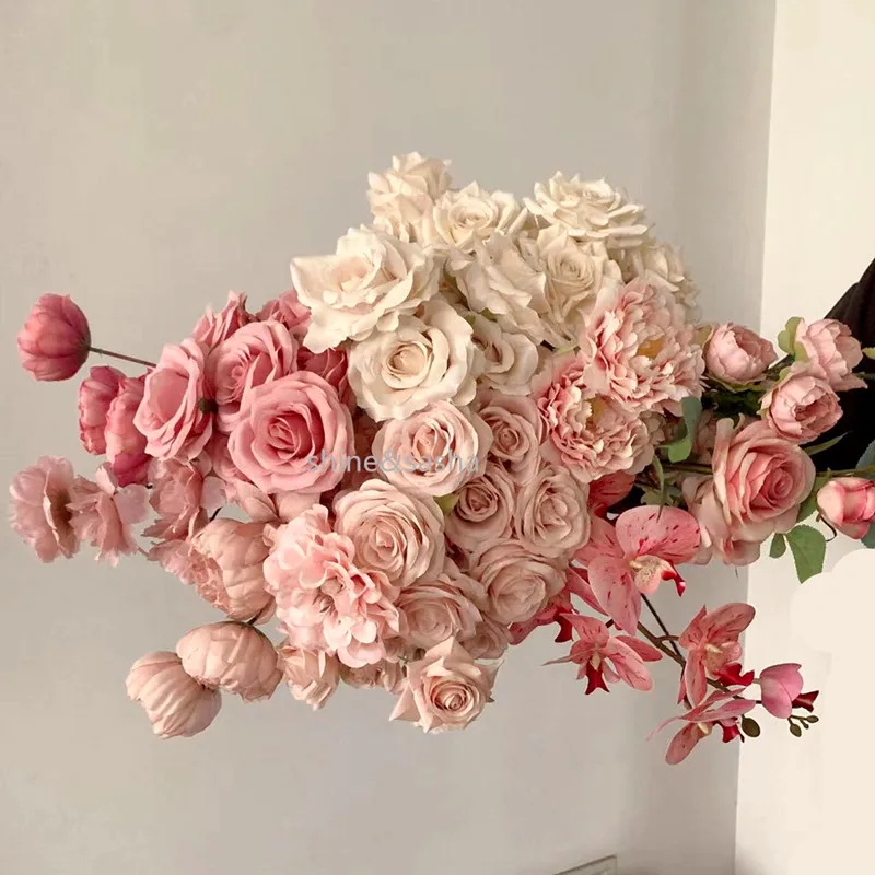 7Heads Roses Bouquet Artificial Flower Beige Ivory Vintage Rose Large Size Rose Living Room Dry Flower Decoration Wedding