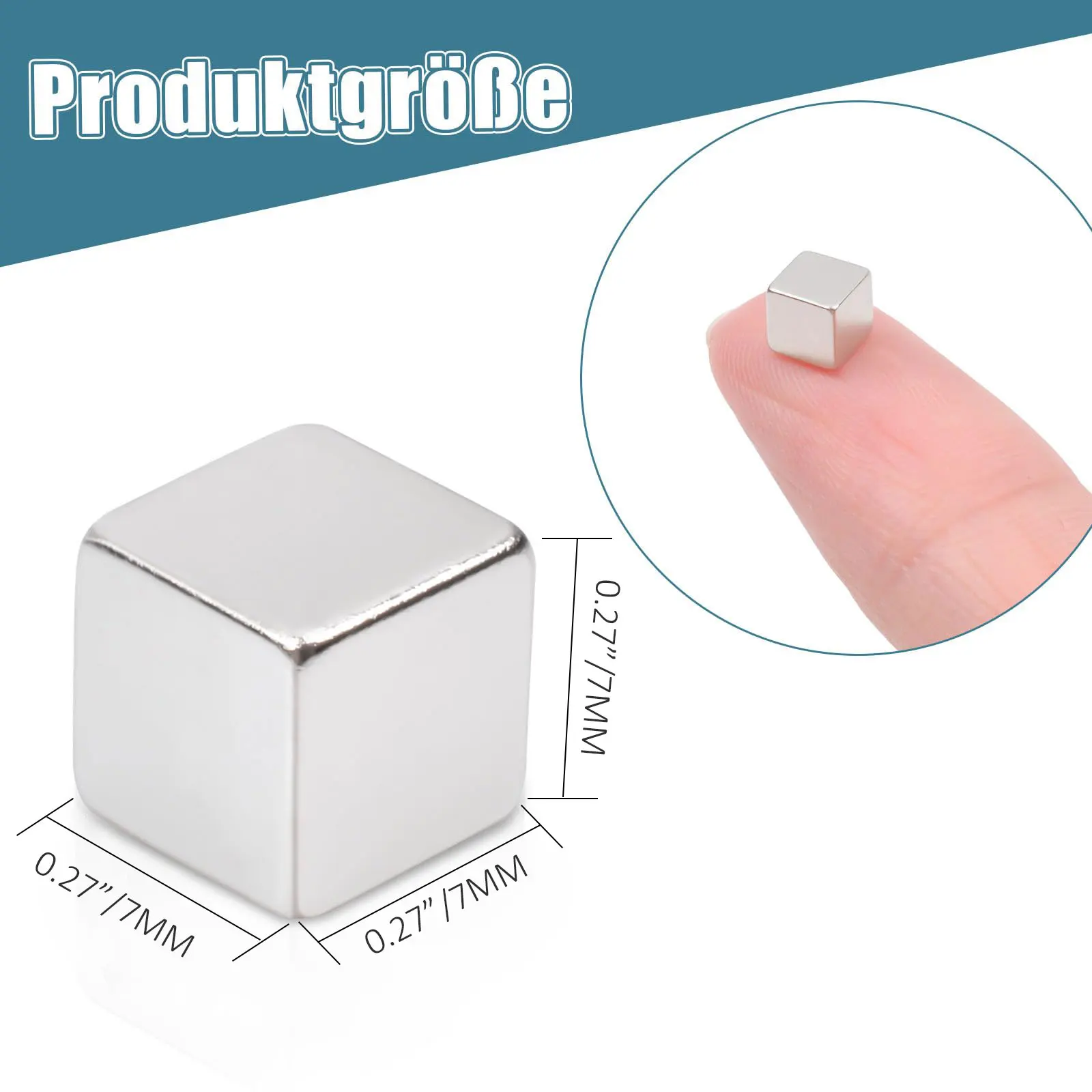 7 X 7 X 7mm Rare Earth Magnets, Small Magnets for Fridge, Whiteboard, Science, Crafts, Office and Locker Magnets