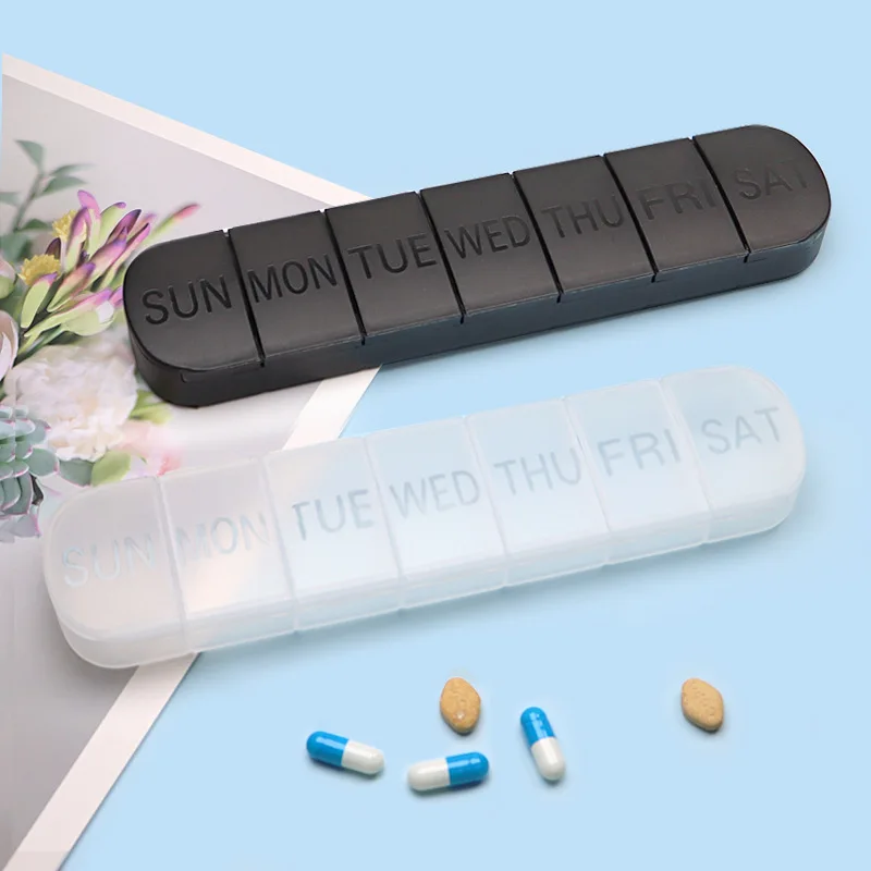 2pcs 7 Days Weekly Pillbox Tablet Holder Medicine Storage Case Drug Container Pill Organizer Weekly Capsule Pill Box Organizer
