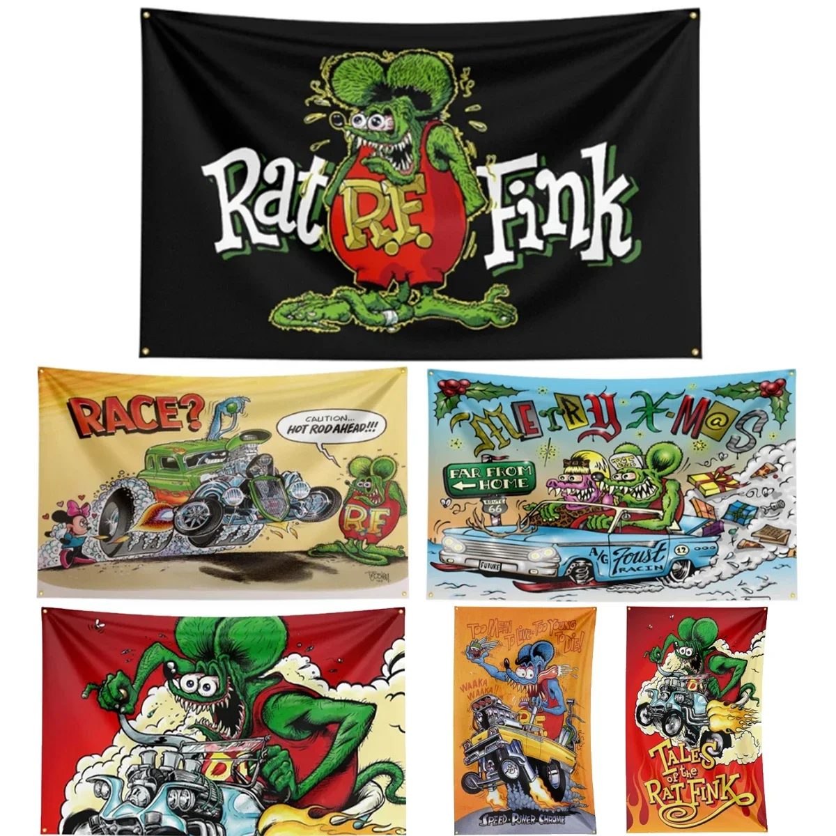 FLAGDOM 90x150CM 3X5FT Rat-Finks Choppers Flag Flying Banner for Decor Indoor Outdoor