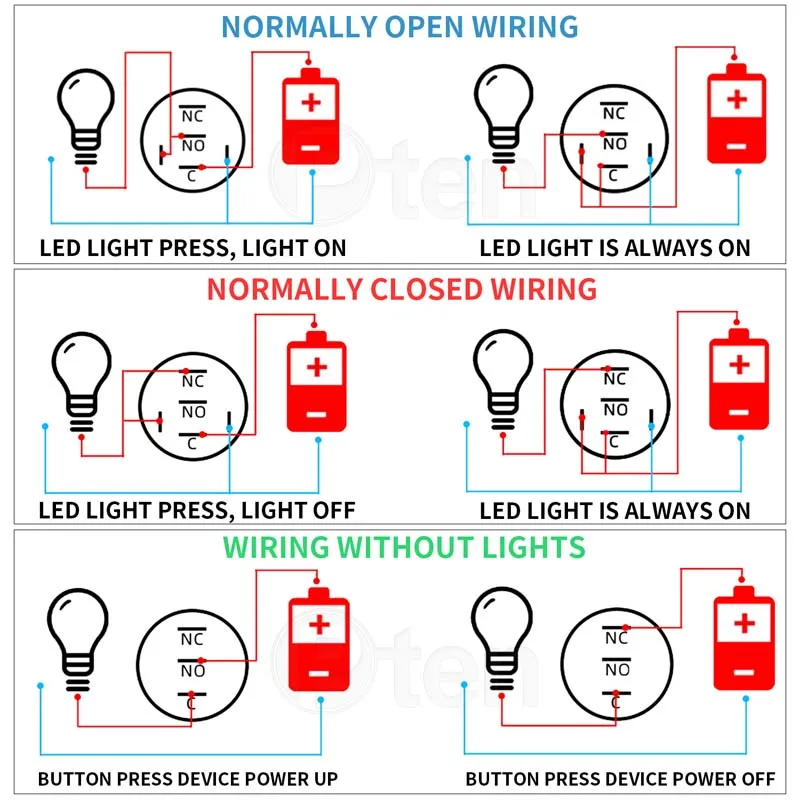 12 16 19 22mm With Wire Waterproof Metal Push Button Switch LED Ring/Power Light Momentary Latching 5/12/24/220V silver1NO1NC