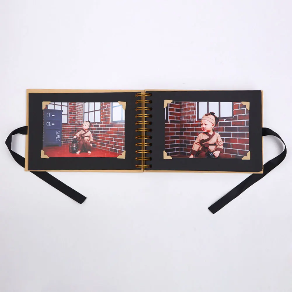 ZK20 80 Sides Black Memory Books DIY Craft Photo Albums Scrapbook Cover Kraft Album For Wedding Anniversary Gifts Memory Books