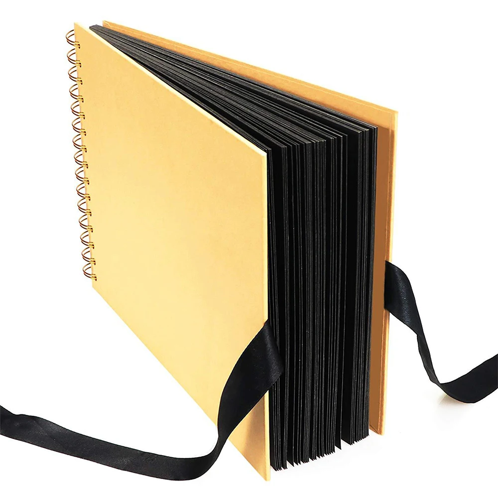 ZK20 80 Sides Black Memory Books DIY Craft Photo Albums Scrapbook Cover Kraft Album For Wedding Anniversary Gifts Memory Books