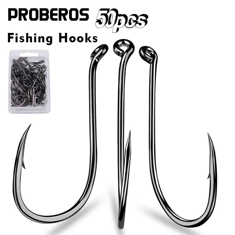 PROBEROS 50pcs Barbed Fishing Hook for Salt Water with High Carbon Steel Suitable for Fishing Dayu11 Freshwater Fish Hook