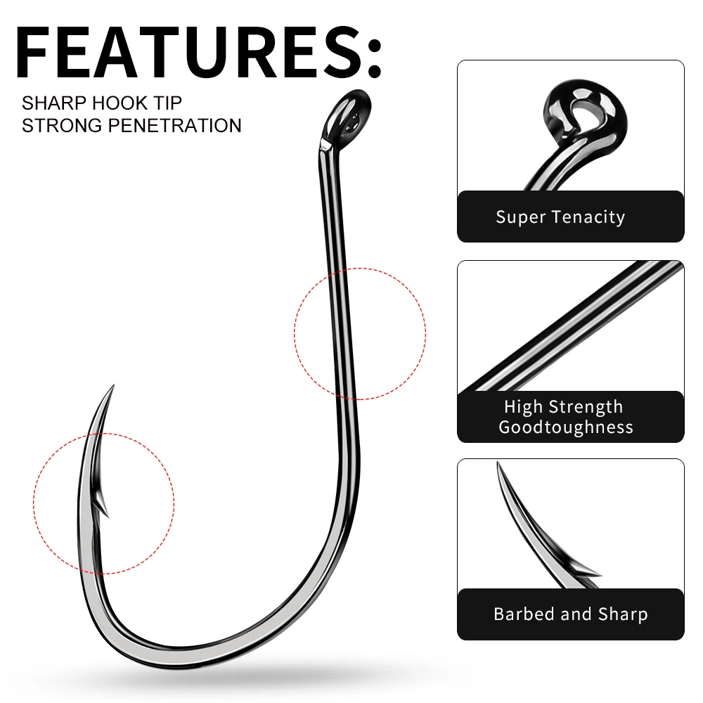PROBEROS 50pcs Barbed Fishing Hook for Salt Water with High Carbon Steel Suitable for Fishing Dayu11 Freshwater Fish Hook