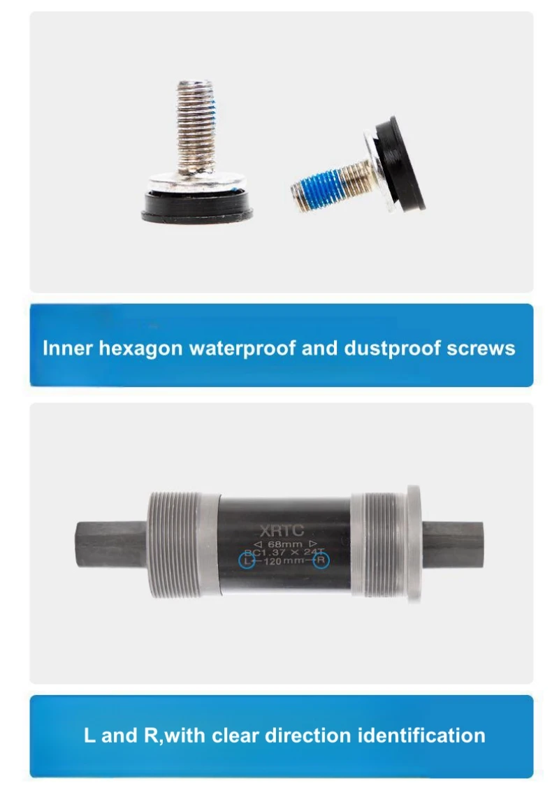Bike Bottom Bracket,Square-Taper Bottom Bracket 68mm, 103/110/113/118/120/122/124/127MM