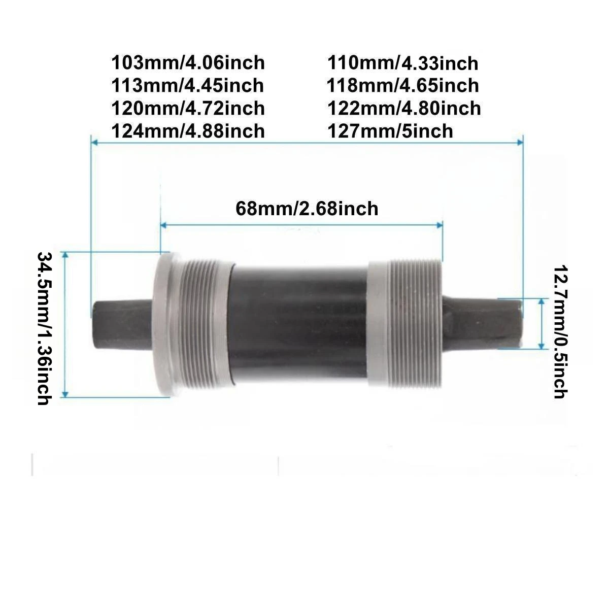 Bike Bottom Bracket,Square-Taper Bottom Bracket 68mm, 103/110/113/118/120/122/124/127MM