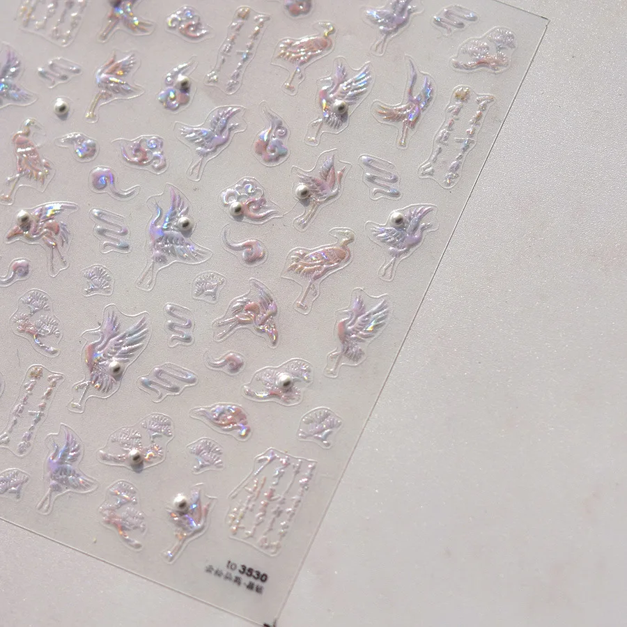 1pcs 5D Exquisite Colorful Bird Nail Art Stickers Relief Butterfly Flower Dragon Nail Decoration Decals DIY Manicure Accessories