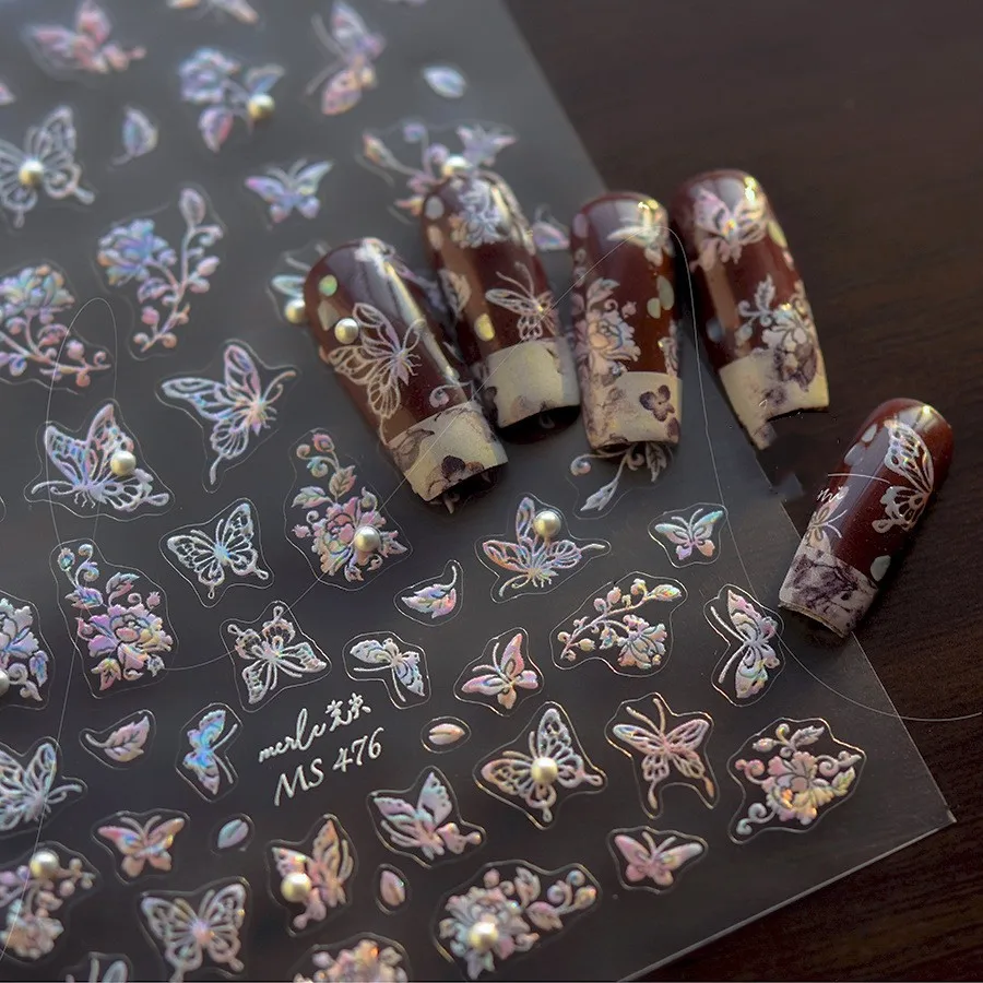 1pcs 5D Exquisite Colorful Bird Nail Art Stickers Relief Butterfly Flower Dragon Nail Decoration Decals DIY Manicure Accessories