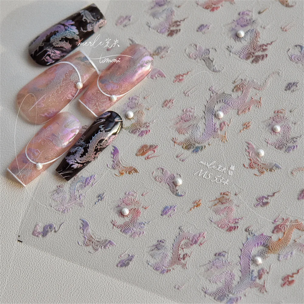 1pcs 5D Exquisite Colorful Bird Nail Art Stickers Relief Butterfly Flower Dragon Nail Decoration Decals DIY Manicure Accessories