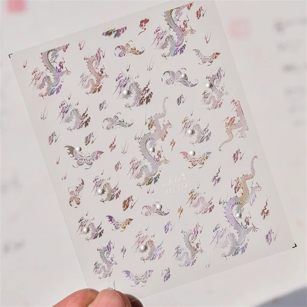 1pcs 5D Exquisite Colorful Bird Nail Art Stickers Relief Butterfly Flower Dragon Nail Decoration Decals DIY Manicure Accessories