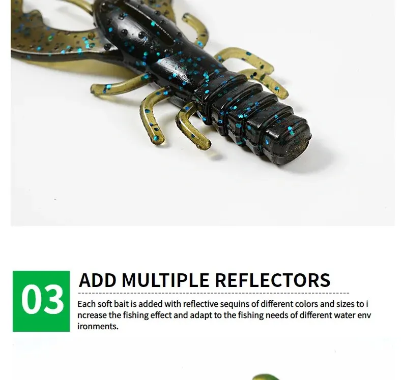 SUNMILE 6pieces Fishing Lures Crayfish Shrimp 7.5cm/3.5g Soft Baits Creature Baits Iscas Artifical Bait Bass Perch Fishing Baits