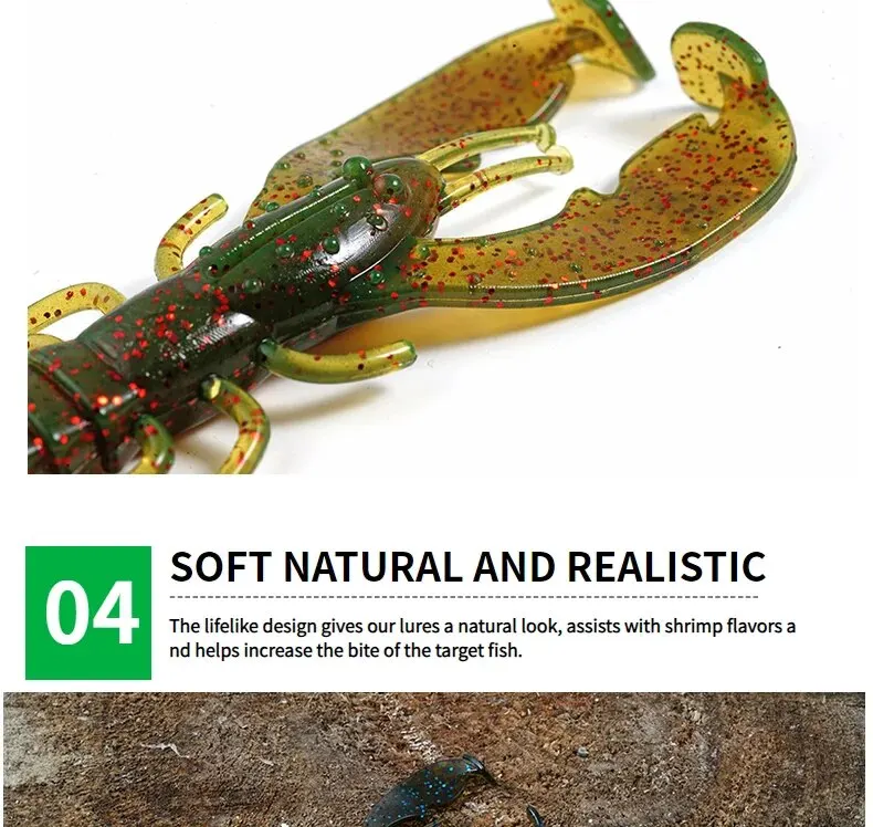 SUNMILE 6pieces Fishing Lures Crayfish Shrimp 7.5cm/3.5g Soft Baits Creature Baits Iscas Artifical Bait Bass Perch Fishing Baits