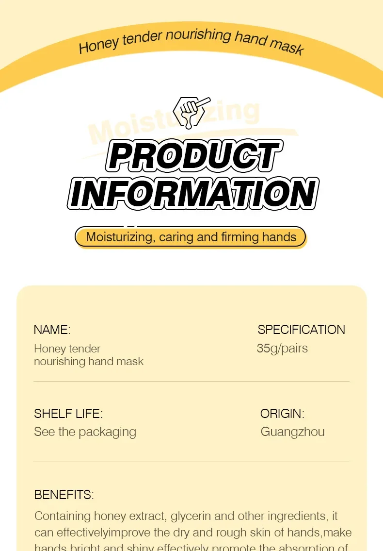10 Pairs Honey Hand Mask Hands skincare Masks Moisturizing Nourishing Tendering Smoothing Anti Wrinkle Hands Skin Care Products