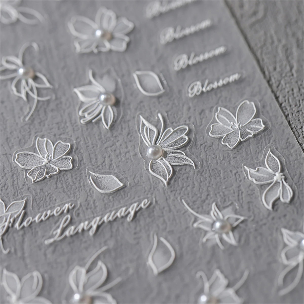 1pcs 5D Exquisite White Flower Nail Art Stickers 2024 Kawaii Flower Nail Decoration Decals Self Adhesive Slider DIY Accessories