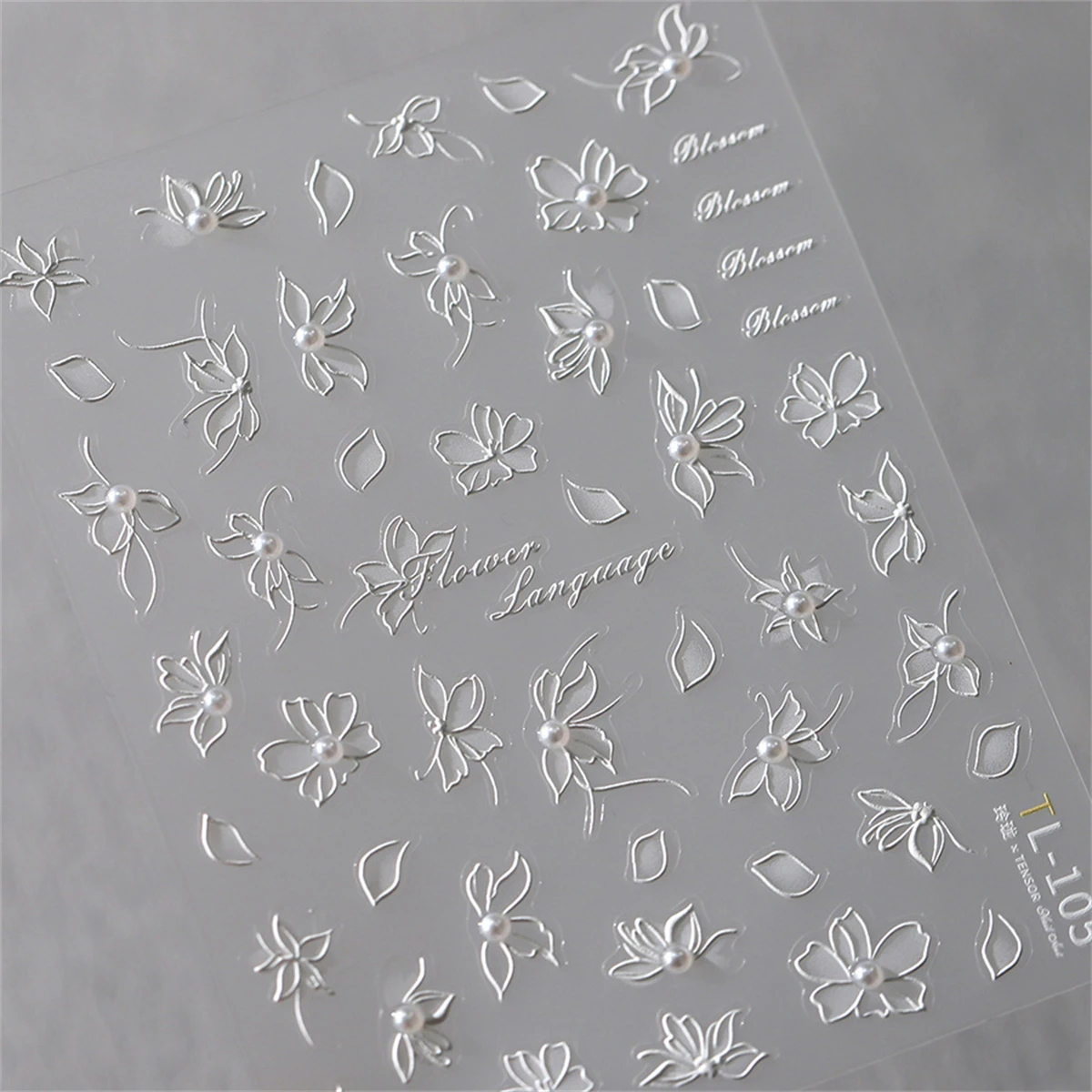 1pcs 5D Exquisite White Flower Nail Art Stickers 2024 Kawaii Flower Nail Decoration Decals Self Adhesive Slider DIY Accessories