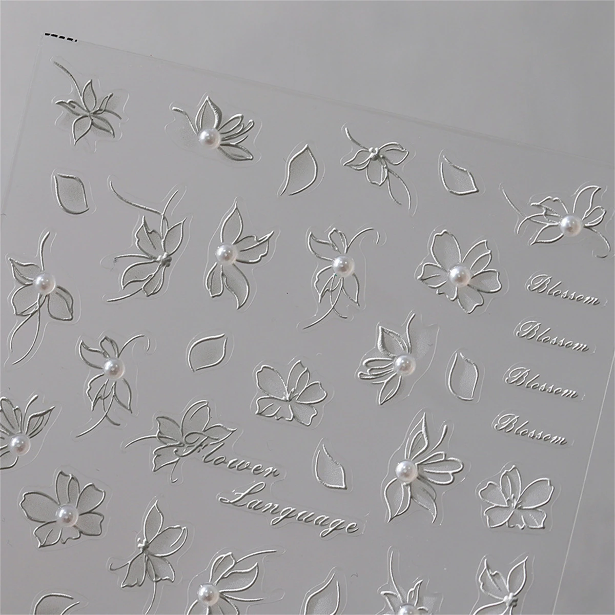 1pcs 5D Exquisite White Flower Nail Art Stickers 2024 Kawaii Flower Nail Decoration Decals Self Adhesive Slider DIY Accessories