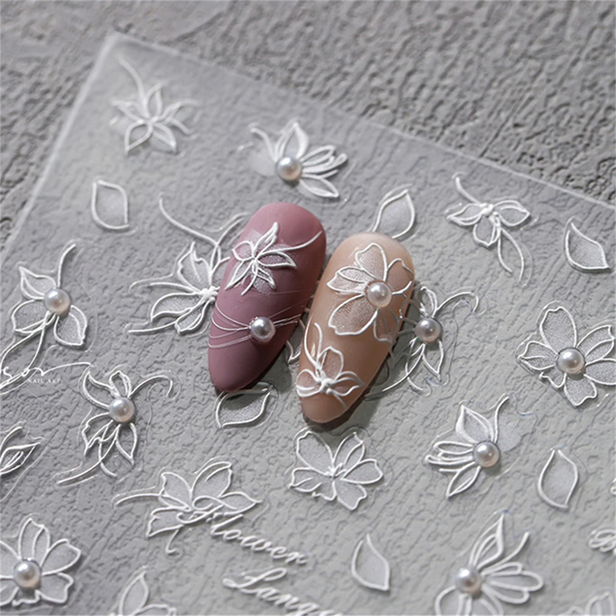 1pcs 5D Exquisite White Flower Nail Art Stickers 2024 Kawaii Flower Nail Decoration Decals Self Adhesive Slider DIY Accessories