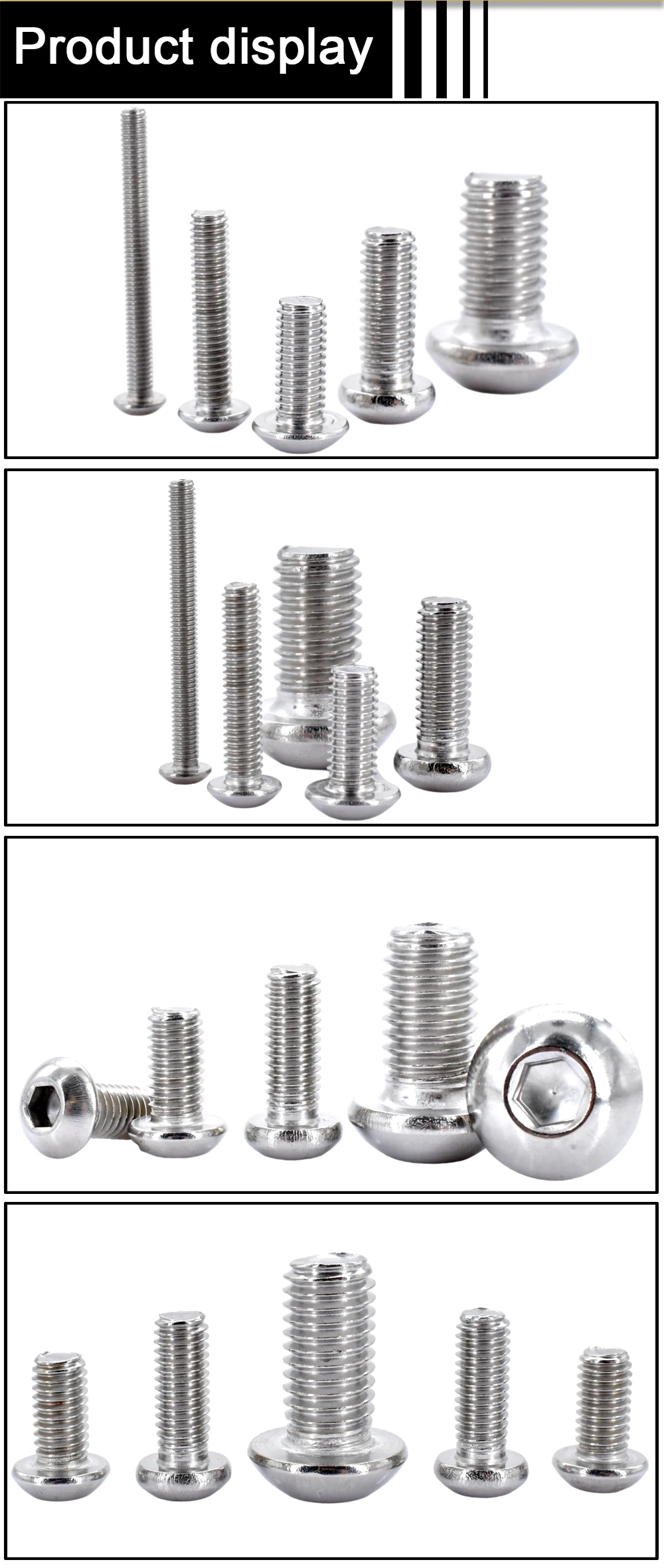 ISO7380 Stainless Steel Hex Screw M2 M2.5 M3 M4 M5 M6 M8 M10 M12 Hexagonal 304 SS Socket Allen Bolt Thread Machine Metal Screws