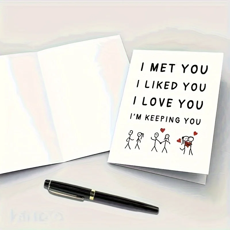 1 PC I Met You, I Like You, I Love You, I Am Keeping You Greeting Cards, Love Relationship Greeting Cards Gifts, First Together