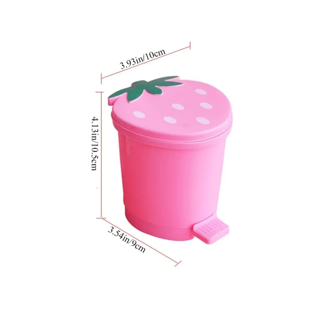 1Pcs Pink Plastic Trash Can Wastebasket Garbage Container Mini Portable Dustbin Strawberry Home Supplies Dustbin