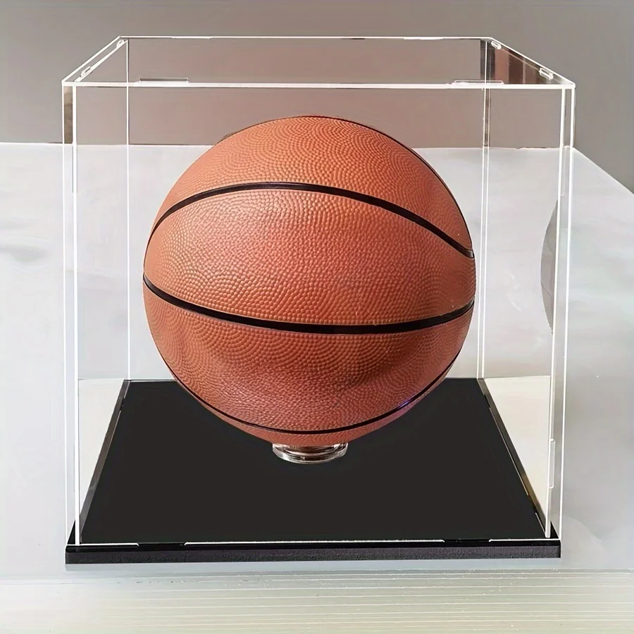 Acrylic Display Box, Fixed with Bottom Plate, Suitable for Displaying Basketball, Football, and Rugby, Dustproof, Making It Look