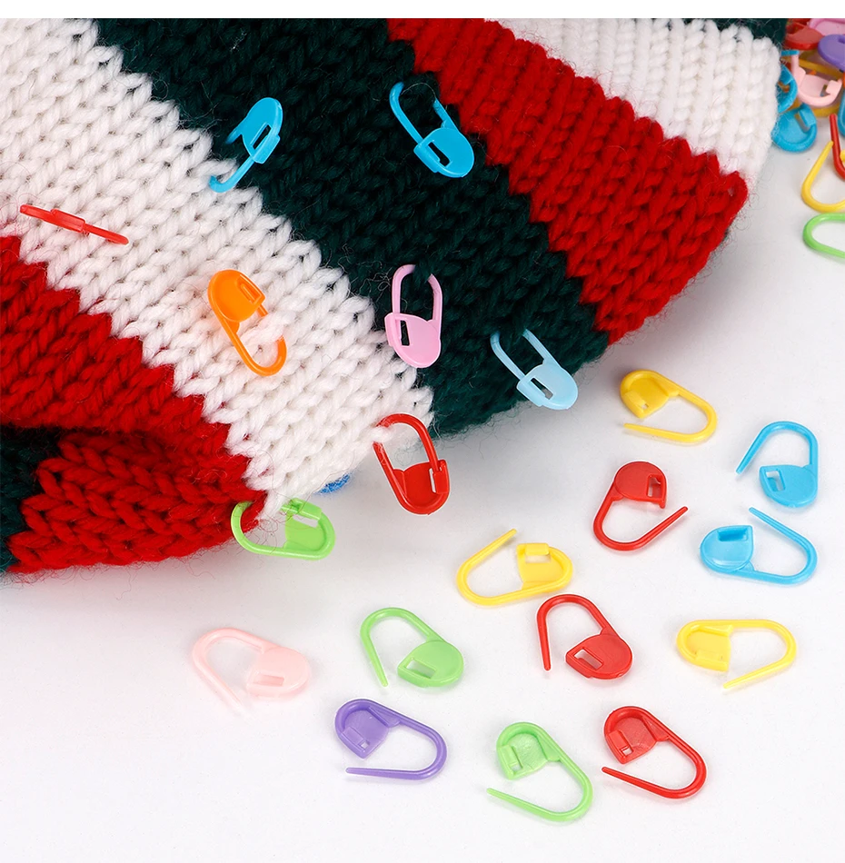 QJH 50/200/500 Pcs Mix Color Knitting Stitch Counter Crochet Locking Stitch Markers Stitch Needle Clip Knitting Crochet Markers