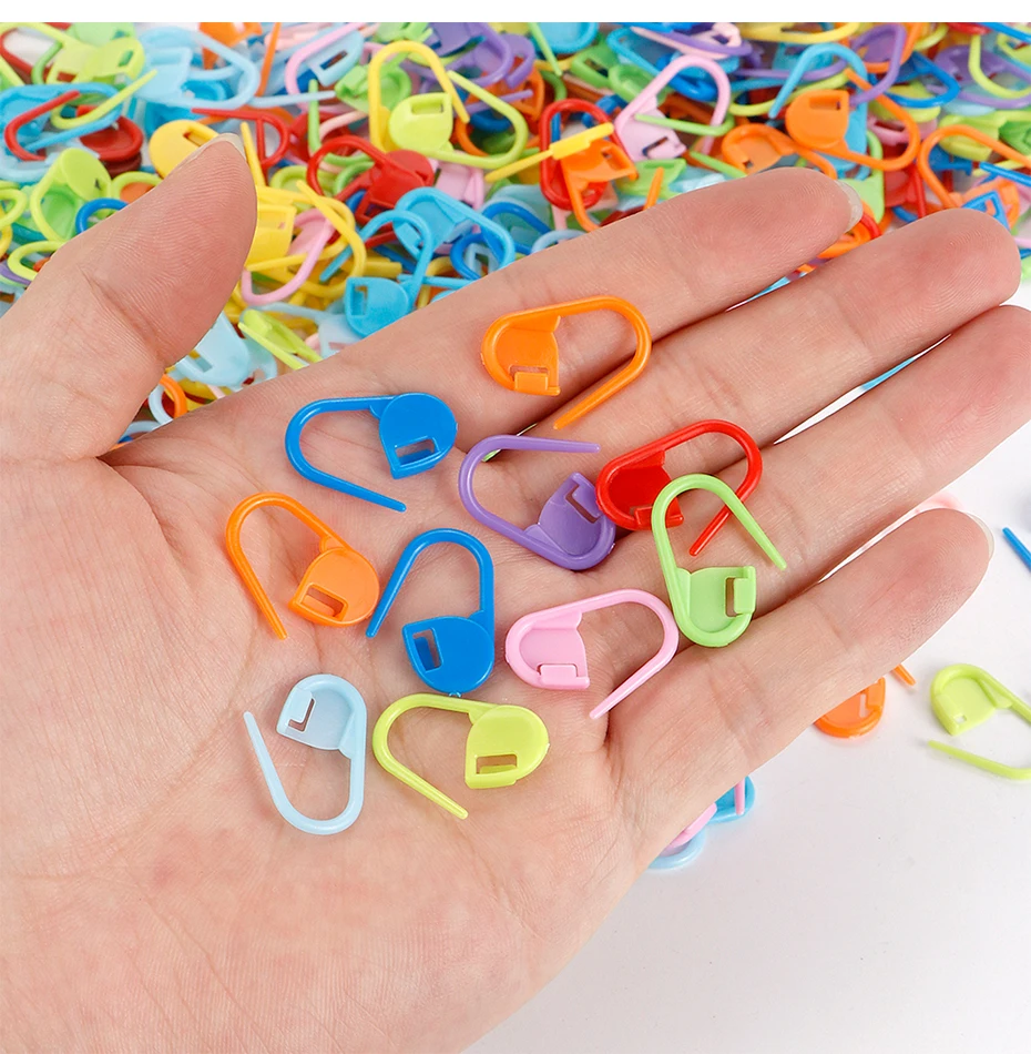 QJH 50/200/500 Pcs Mix Color Knitting Stitch Counter Crochet Locking Stitch Markers Stitch Needle Clip Knitting Crochet Markers