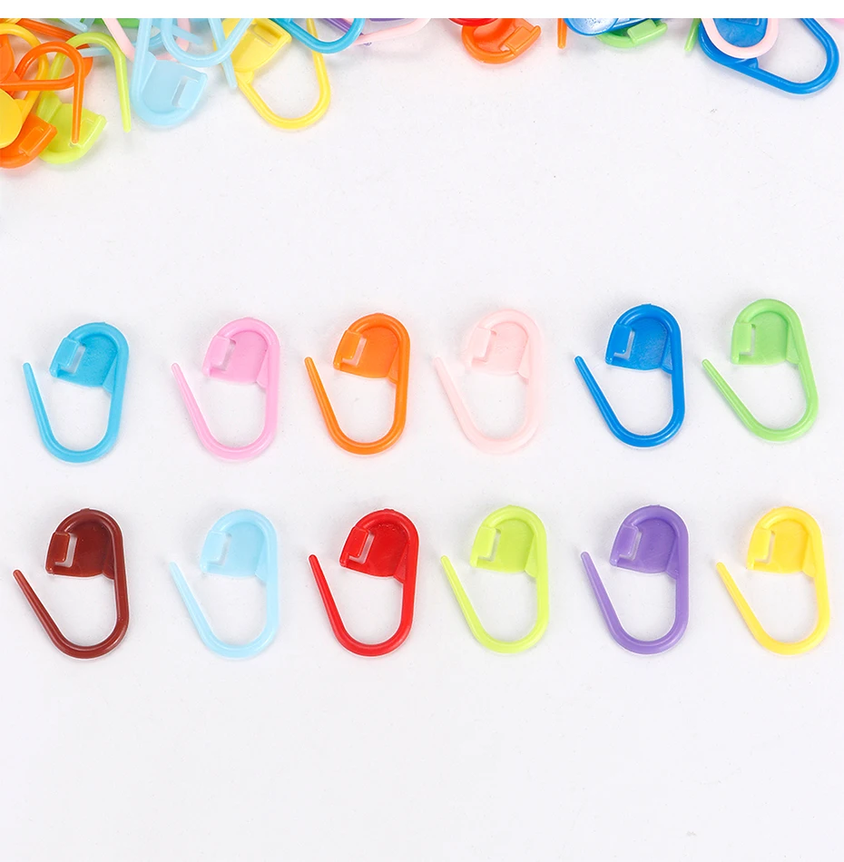 QJH 50/200/500 Pcs Mix Color Knitting Stitch Counter Crochet Locking Stitch Markers Stitch Needle Clip Knitting Crochet Markers