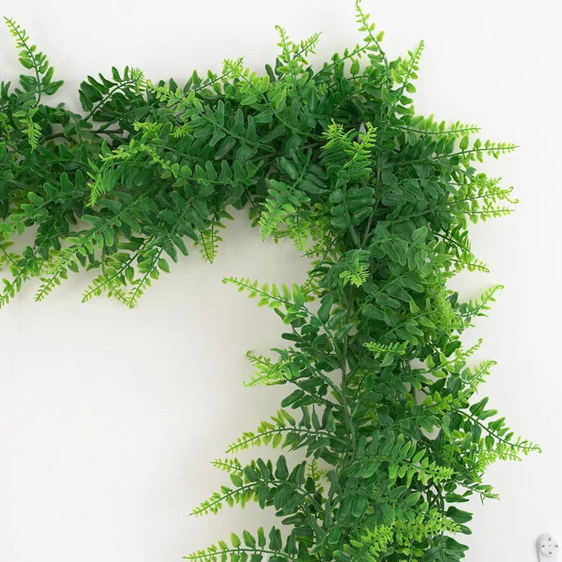 175cm/68.9in Artificial Plants Vines Fake Haing Plants Plastic Fern Leaves Wall Foliage Tropical Fern Plants for Home Garden