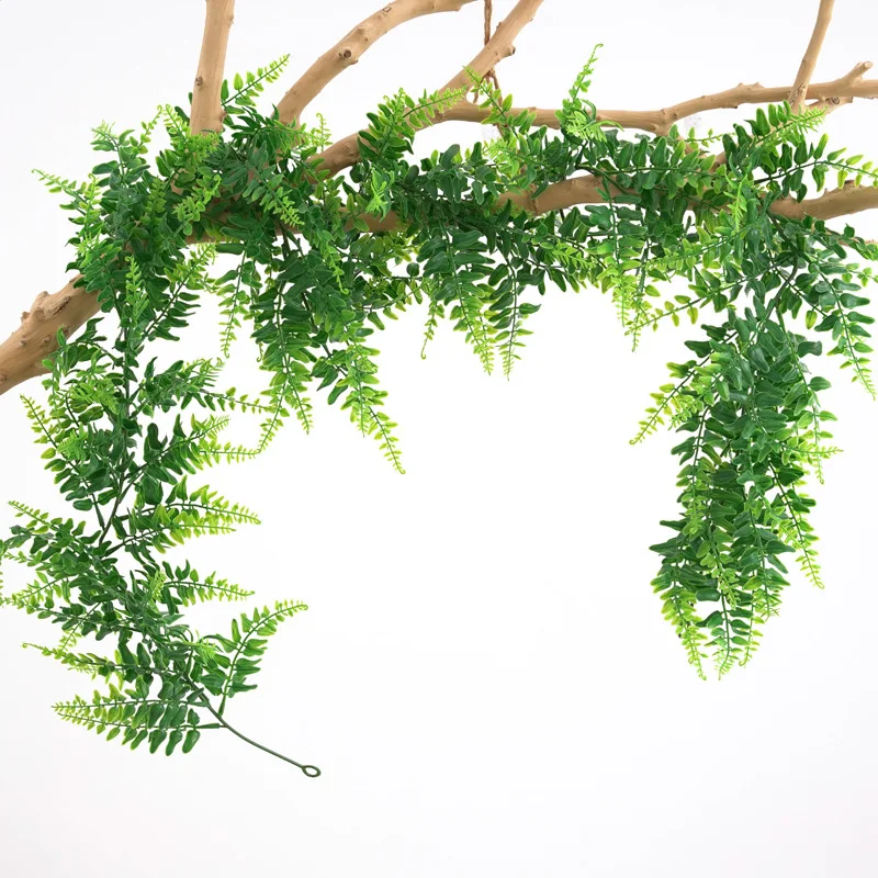 175cm/68.9in Artificial Plants Vines Fake Haing Plants Plastic Fern Leaves Wall Foliage Tropical Fern Plants for Home Garden