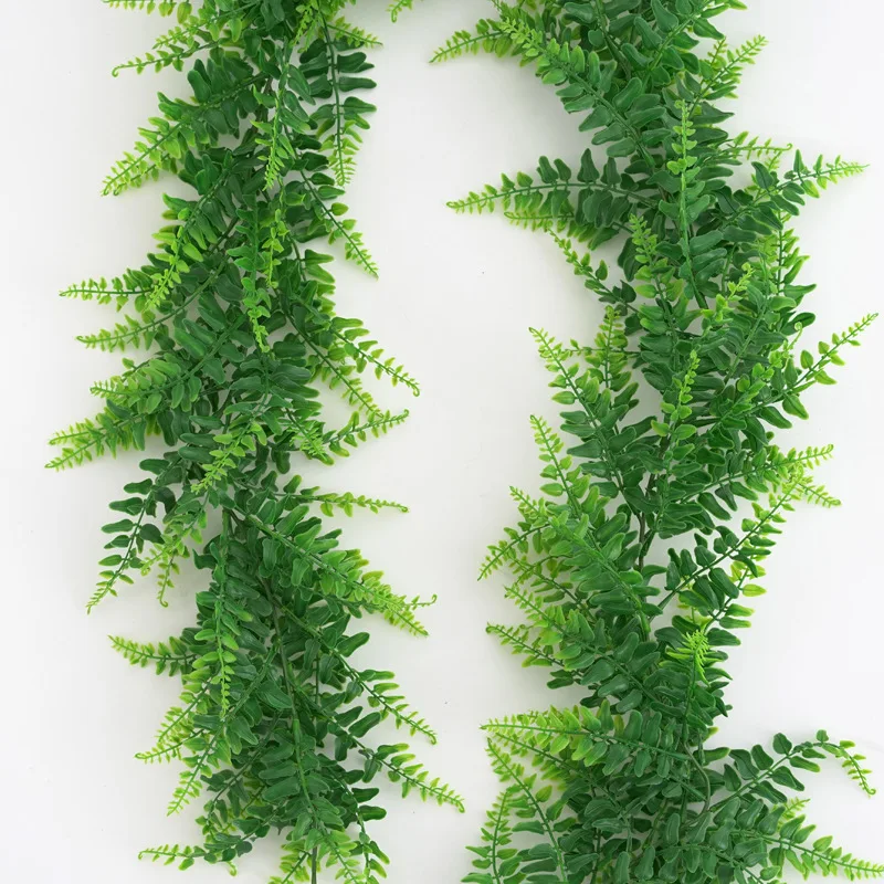 175cm/68.9in Artificial Plants Vines Fake Haing Plants Plastic Fern Leaves Wall Foliage Tropical Fern Plants for Home Garden
