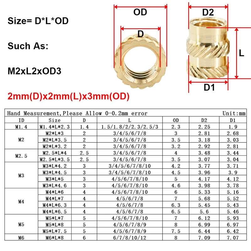 Brass Insert Nut Heat Set Soldering Iron Tip for 3D Printer Plastic Case Soldering Copper Hot Melt Insert Nut M2 2.5 M3 M4 M5 M6