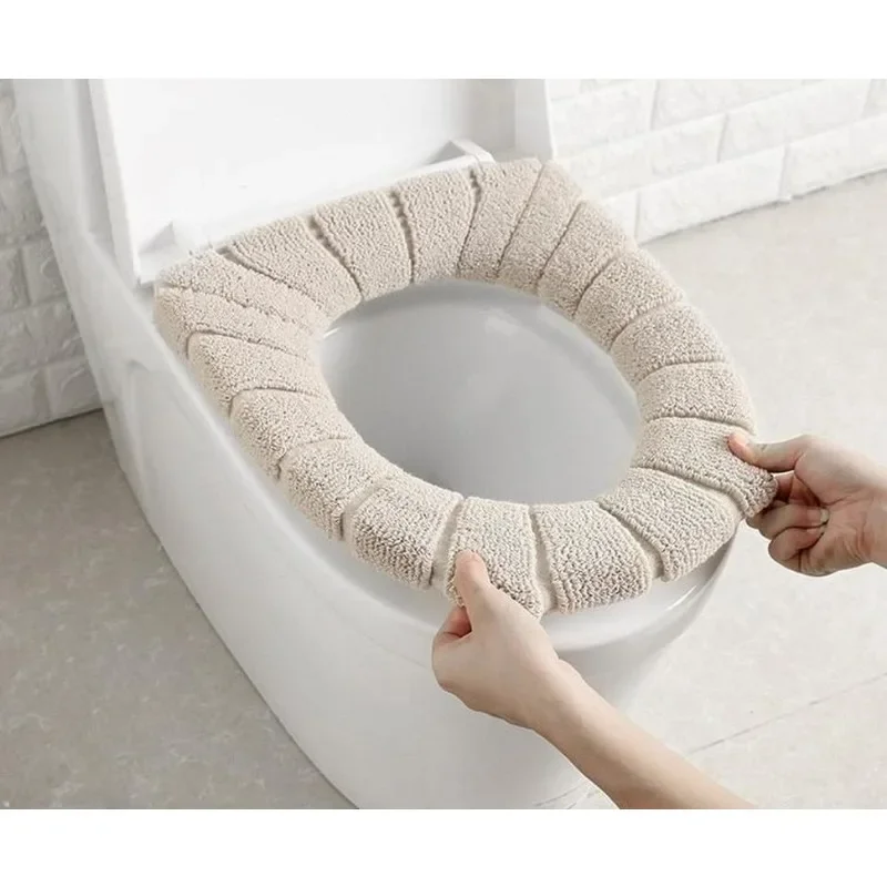 Toilet Seat Cover Warm Soft Acrylic Washable Mat Home Decor Closestool Mat Seat Case Toilet Lid Cover Accessories Bathroom Home