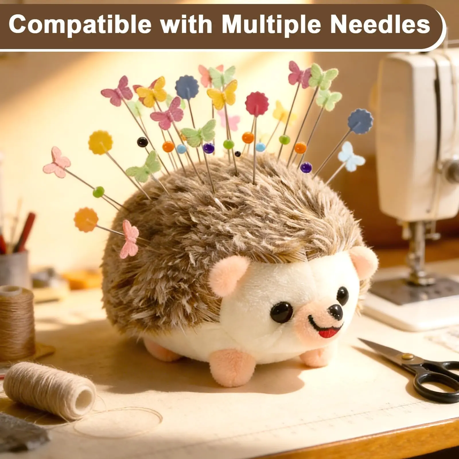 1 Pcs Hedgehog Shape Pin Cushion, Cute Pincushions Lovely Needle Cushions Pins Holder Sewing Accessories Supplies for Quilting