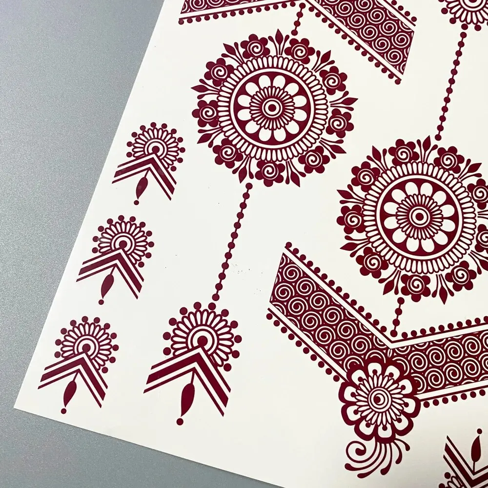Waterproof Henna Tattoo Stickers for Women Flower Instant Fake Tattoo for Hand Temporary Tattoos for Wedding Party Festival