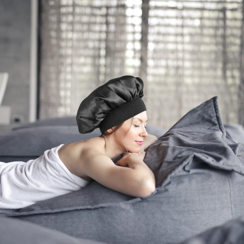 Satin Turban Silk Scarf For Sleeping High Resilience Long Hair Bonnet Sleeping Women Men Unisex Hair Handkerchiefs ( 56-58cm)