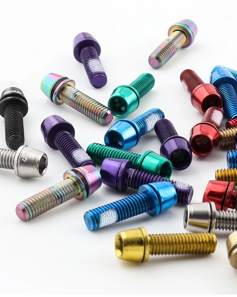MUQZI 6pcs Stem Bolts M5x17mm Bicycle Handlebar Stem Screw With Washer MTB Road Bike Stem Riser Screw